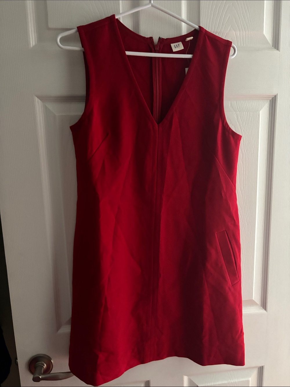 GAP Crimson V-Neck Sleeveless Mini Dress